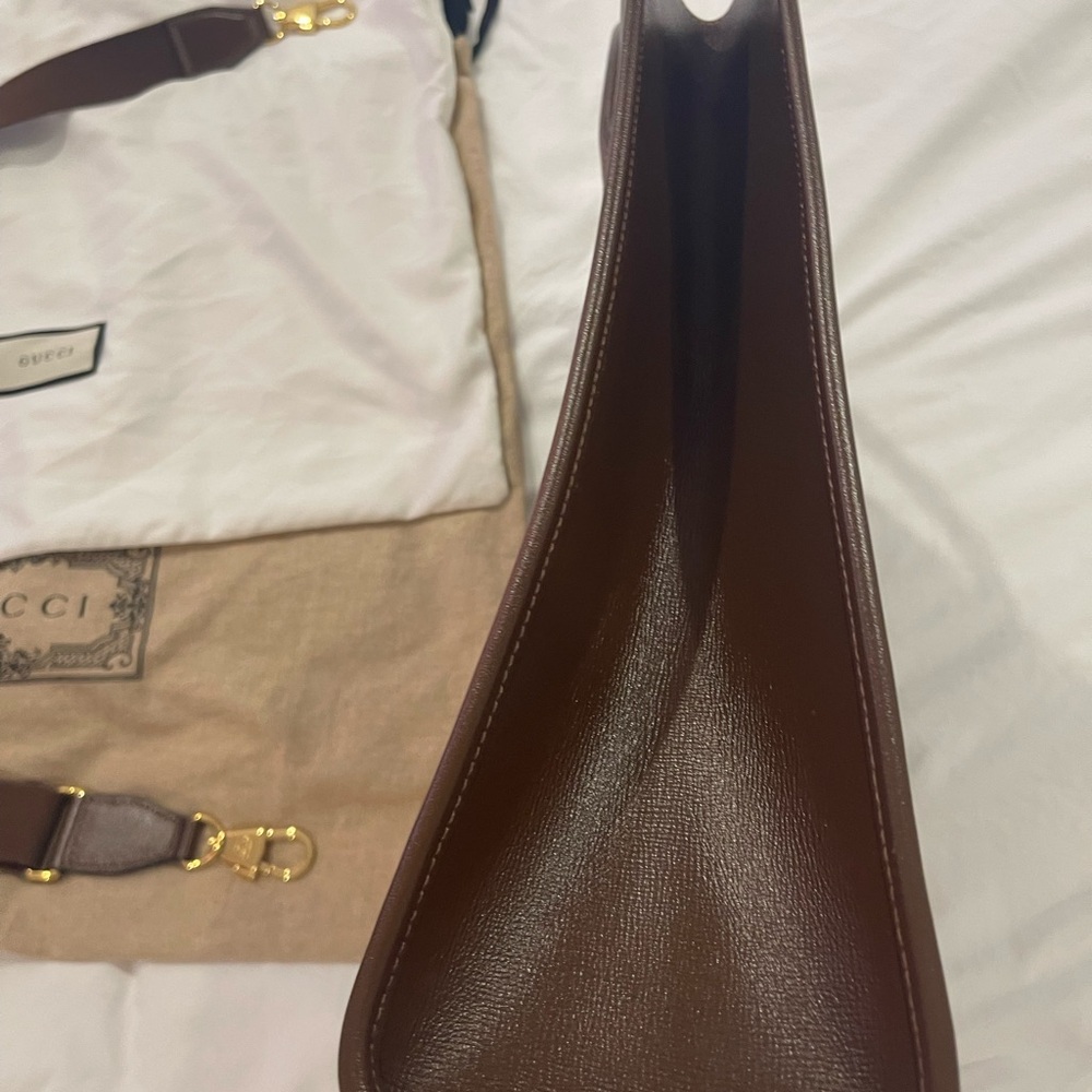 Gucci Brown Leather Briefcase with Monogram Pattern - Picture 5 of 9